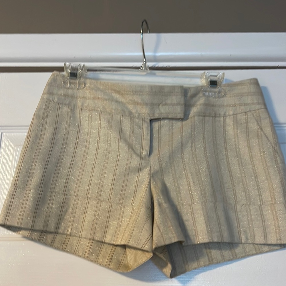 Womens shorts beige with golden thread. Perfect for casual, versatile, trendy!